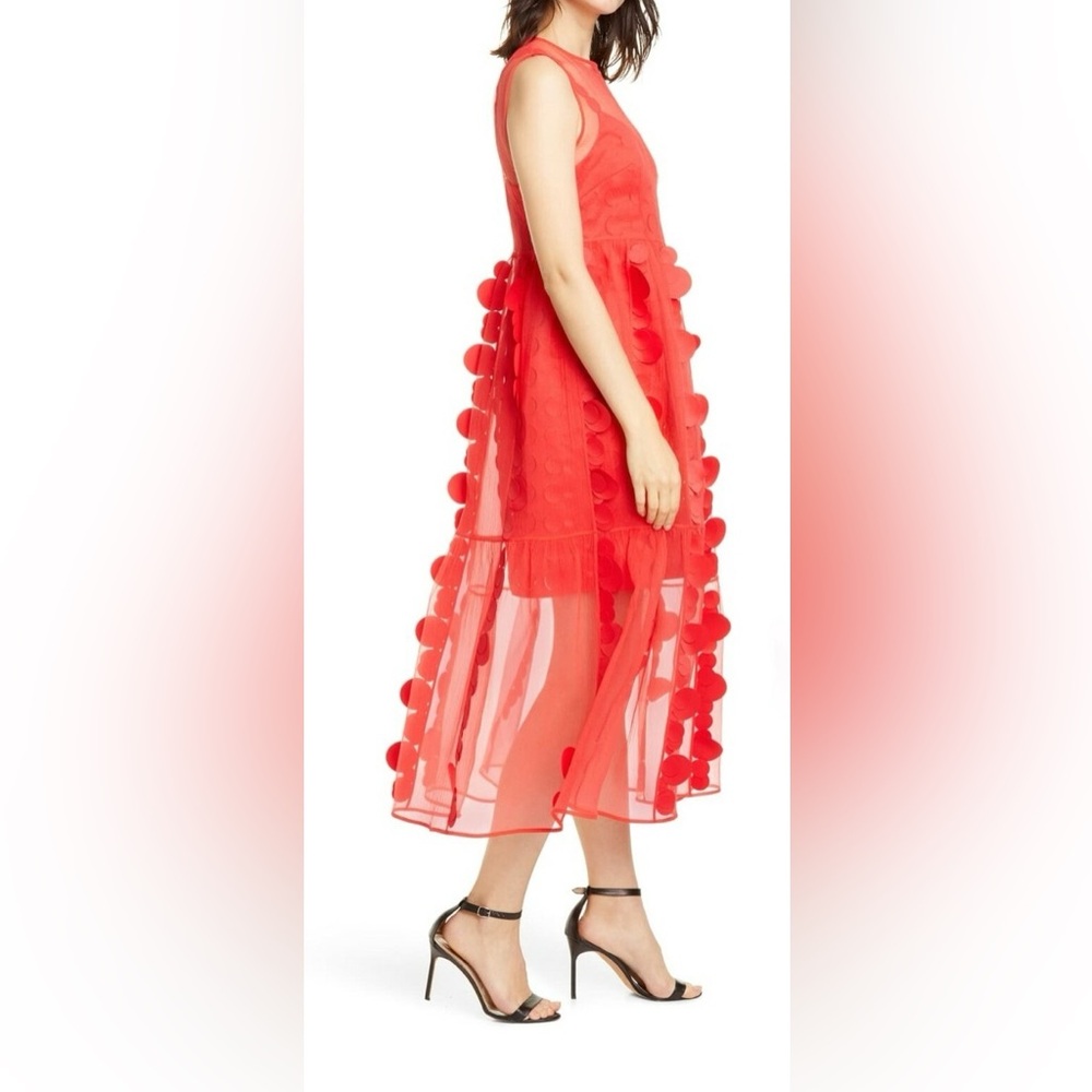 Paskal Laser Cut Circle Organza Midi Dress